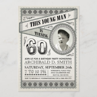 Vintage Meilenstein-Geburtstags-Einladungen Ihr Einladung