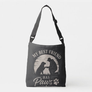 Vintage Mein bester Freund hat Pfoten Hund Papa Tragetaschen Mit Langen Trägern