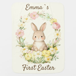 Vintage Mein erster Osterhase Blumenkranz Babydecke