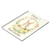 Vintage Mein erster Osterhase Floralkranz Notizblock (Linke Seite)
