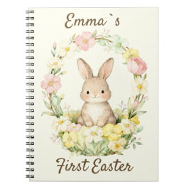 Vintage Mein erster Osterhasen-Blumenkranz Notizblock