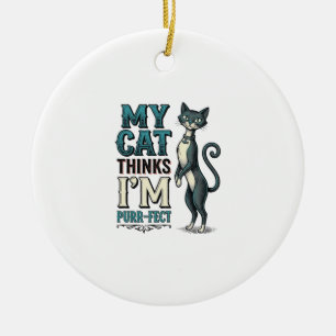 Vintage Meine Katze denkt, ich bin purr-fekt Katze Keramik Ornament