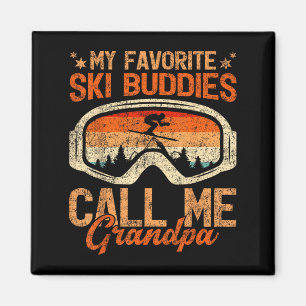 Vintage Meine Skibuddies nennen mich Opa Skifahren Magnet