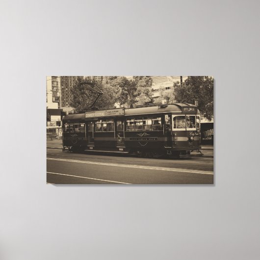 Vintage Melbourne-Straßenbahn Leinwanddruck (Vorderseite)