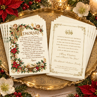 Vintage-Memorare-Gebet katholische Weihnachten