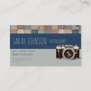 Vintage Memory Quilt Familie & Neugeborenen-Fotogr Visitenkarte