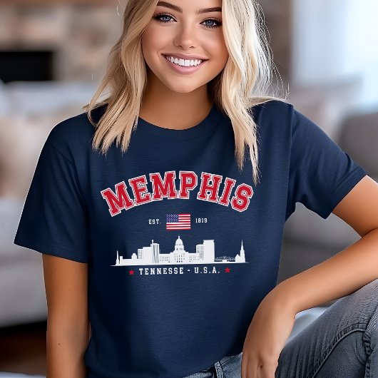 "Vintage Memphis – Iconic Skyline city Tri-Blend Shirt