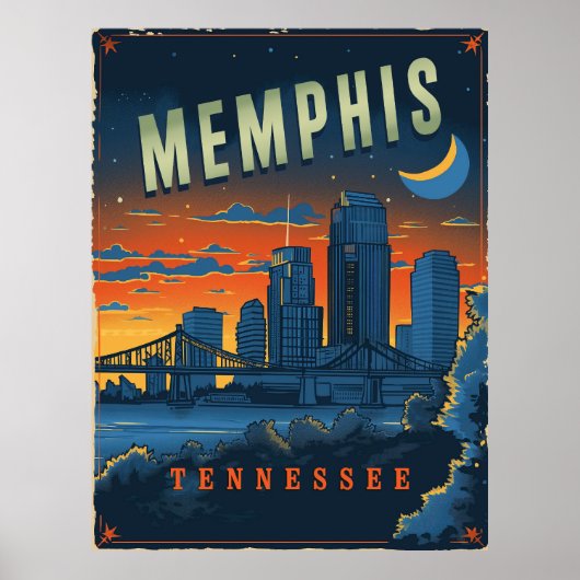 Vintage Memphis, Tennessee Poster (Vorne)