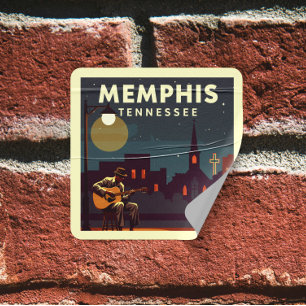 Vintage Memphis Tennessee Quadratischer Aufkleber