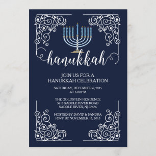 Vintage-Menora-Hanukka-Feier-Einladung Einladung