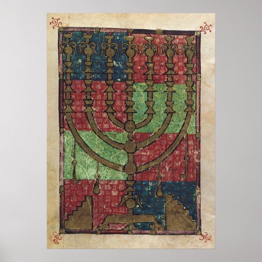 Vintage Menorah, Lichtfestival Happy Hanukkah Poster (Vorne)