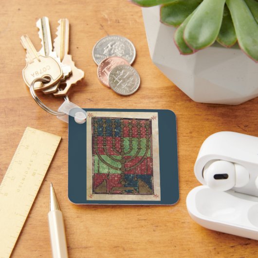 Vintage Menorah, Lichtfestival Happy Hanukkah Schlüsselanhänger (Schreibtisch)