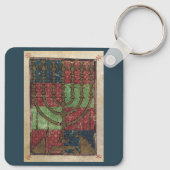 Vintage Menorah, Lichtfestival Happy Hanukkah Schlüsselanhänger (Rückseite)