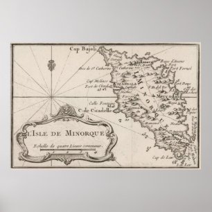 Vintage Menorca Inselkarte (1764) Poster