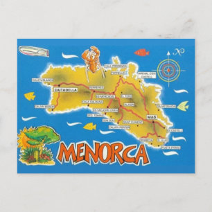 Vintage Menorca Spanien Illustriert Postkarte