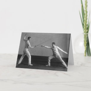 Vintage Men's Foil Fencing Note Card Karte