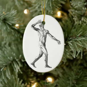 Vintage-Menschliche Anatomie, männliche Körpermusk Keramik Ornament