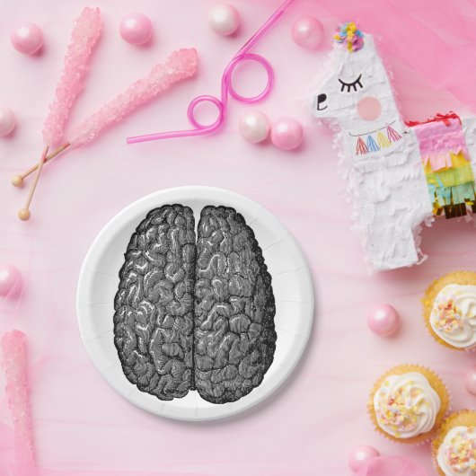 Vintage menschliches Gehirn-Illustration Pappteller (Party)