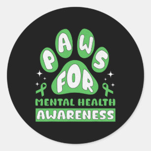 Vintage Mental Health Awareness Month Hund Pause P Runder Aufkleber