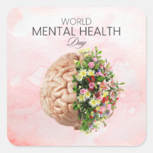 Vintage Mental Health Wellness einen Tag nach de Quadratischer Aufkleber