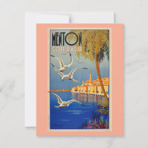Vintage Menton Côte d'Azur Feiertagskarte