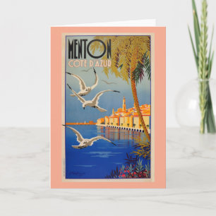 Vintage Menton Côte d'Azur Karte