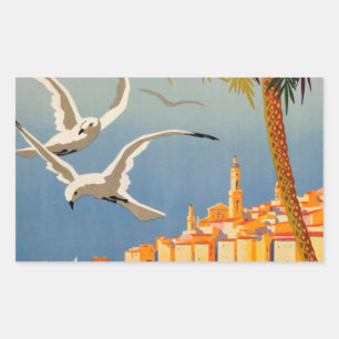 Vintage Menton Côte d'Azur Rechteckiger Aufkleber