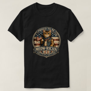 Vintage Meow-rican American Flag Cat Dad Herren- T-Shirt