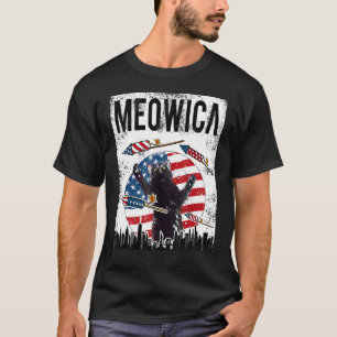 Vintage Meowica Katze Patriotisch Spaß 4. Juli Ame T-Shirt