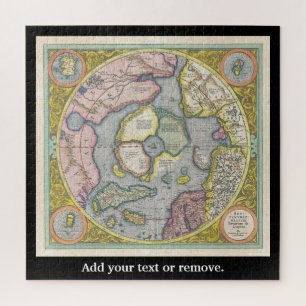 Vintage Mercator-Hondius-Karte der Arktis, 1606 Puzzle