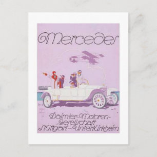 Vintage Mercedes Anzeige - Violett, Flugzeug Postkarte