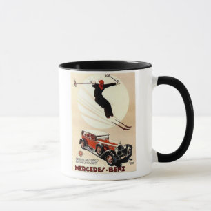 Vintage Mercedes Benz Ski-Werbung Tasse