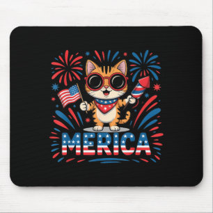 Vintage Merica 4. Juli Katze 250 Jahre Flagge Meow Mousepad