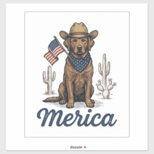 Vintage Merica Cowboy Hund Amerikanische Flagge Sh Aufkleber