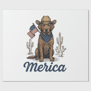 Vintage Merica Cowboy Hund Amerikanische Flagge Sh Geschenkpapier