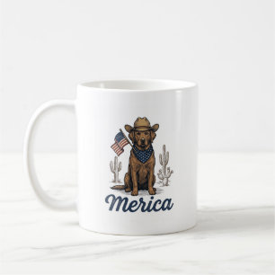 Vintage Merica Cowboy Hund Amerikanische Flagge Sh Kaffeetasse