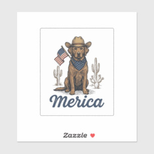 Vintage Merica Cowboy Hund Amerikanisches Flagge S Aufkleber