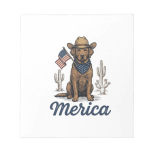 Vintage Merica Cowboy Hund Amerikanisches Flagge S Notizblock