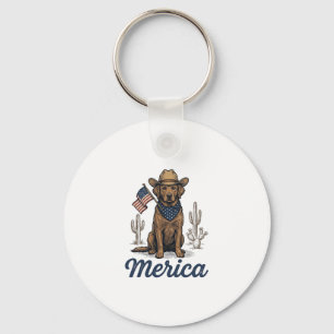 Vintage Merica Cowboy Hund Amerikanisches Flagge S Schlüsselanhänger