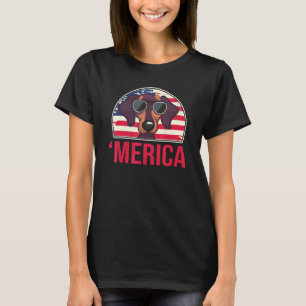 Vintage Merica Dachshund Hund Amerikanische Flagge T-Shirt