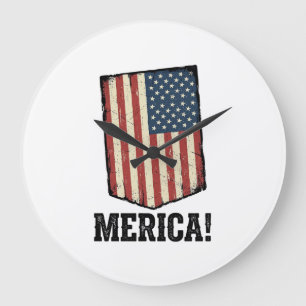 Vintage-Merica-Flag-patriotisches-Grafik-Shirt_1 Große Wanduhr