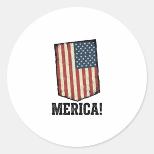 Vintage Merica Flagge Patriotes Grafik-Shirt_1 Runder Aufkleber