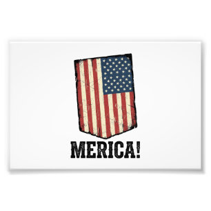 Vintage Merica Flagge Patriotisches Grafik-Shirt_1 Fotodruck
