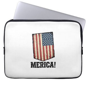 Vintage Merica Flagge Patriotisches Grafik T-Shirt Laptopschutzhülle