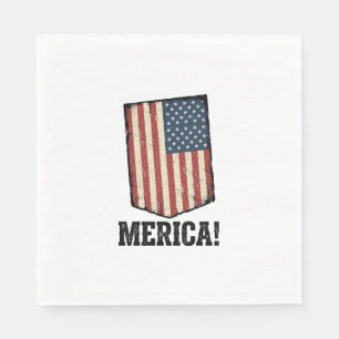 Vintage Merica Flagge Patriotisches Grafik T-Shirt Serviette