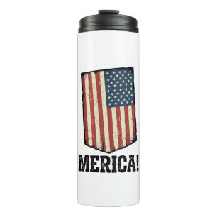 Vintage Merica Flagge Patriotisches Grafik T-Shirt Thermosbecher