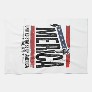 Vintage Merica Patriotisches abgenutztes Shirts De Geschirrtuch