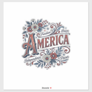 Vintage Merica Patriotisches Blumenhemd Design_1 Aufkleber