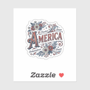 Vintage Merica Patriotisches Blumenhemd Design_1 Aufkleber