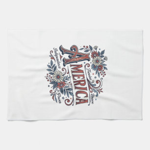 Vintage Merica Patriotisches Blumenhemd Design_1 Geschirrtuch